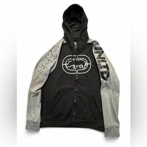 Ecko Unltd Black Hooded Zip Sweatshirt with Red Size Tag